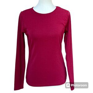 Ellen Tracey Burgundy Long Sleeve Tee Small